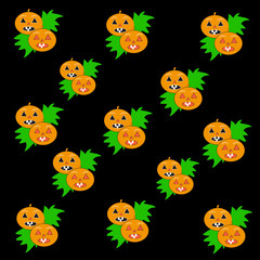 Naklejka premium Pumpkins on black background