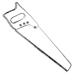 blurred sketch handsaw tool icon vector illustration