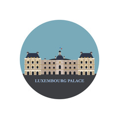 The Luxembourg Palace in Paris. France. Vector round icon