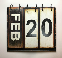 February 20 on vintage calendar 