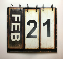 February 21 on vintage calendar 