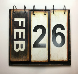 February 26 on vintage calendar 