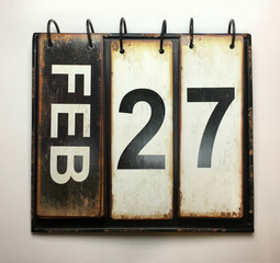 February 27 on vintage calendar 