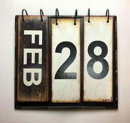 February 28 on vintage calendar 
