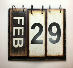 February 29 on vintage calendar 