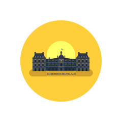 The Luxembourg Palace. Paris. France. Vector round icon.