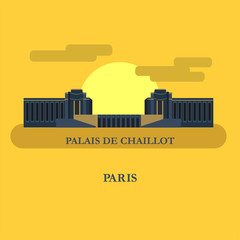 The Palais De Chaillot. Paris, France. Vector illustration. - obrazy, fototapety, plakaty