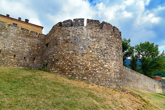 Wall of Sheki fortress in the town. Azerbaijan