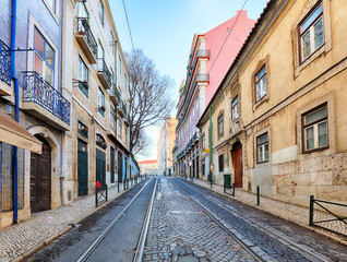 Fototapeta na wymiar Street in Lisbon, Alfama, nobody