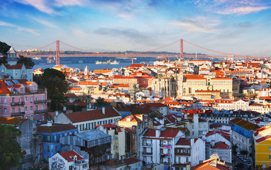 Fototapeta na wymiar Lisbon with bridge