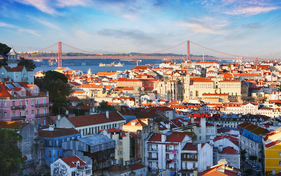 Lisbon with bridge
