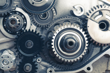 engine gears wheels, closeup view