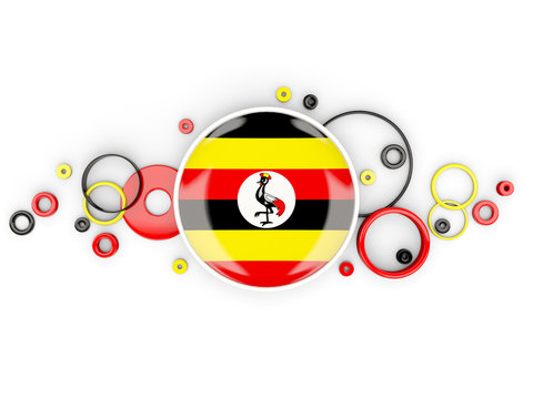 Round Flag Of Uganda With Circles Pattern