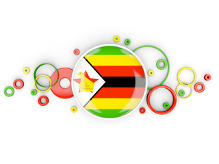 Round flag of zimbabwe with circles pattern - obrazy, fototapety, plakaty