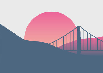Obrazy na Szkle  Piękny minimalistyczny plakat świtu San Francisco