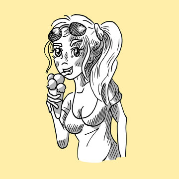Meisje eet een ijsje