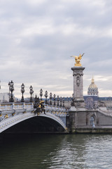     Paris, pont Alexandre III, bridge on the Seine in winter 