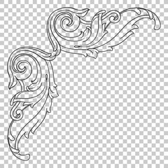 Corner baroque ornament decoration element.