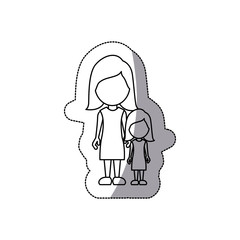 contour woman with her daughter, vector illustraction design
