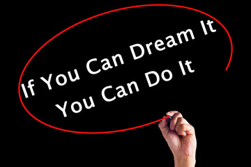 Hand Writing If You Can Dream It You Can Do It with a marker over transparent board