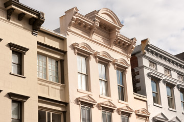 Store facades of King street shopping and dining discrict, downtown Charleston, SC
