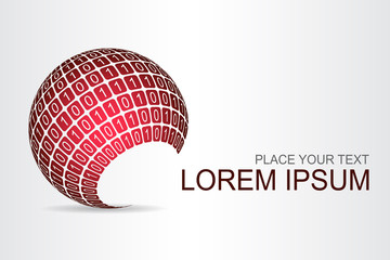 Logo stylized spherical surface with abstract shapes