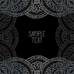 Ethnic tribal abstract background pattern square frame in vector with place for your text. Can be used for banner, card.