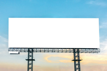 Blank billboard with sky at sunset ready for new advertisement.