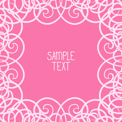 Abstract calligraphic swirl square frame with place for text. Can be used for card, poster, label, page decoration.