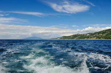 Blue sea and sky in a summer day near Sorrento