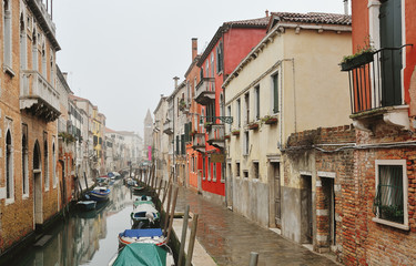 Picturesque venetian canal and historic buildings, Venice, Italy