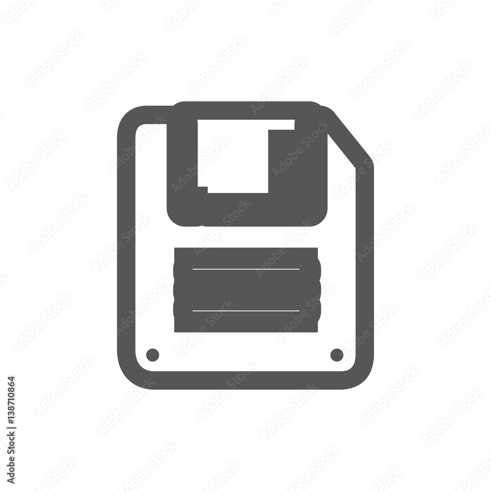 Poster grayscale contour with floppy disk vector illustration