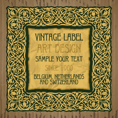 vector vintage items: label Art Nouveau