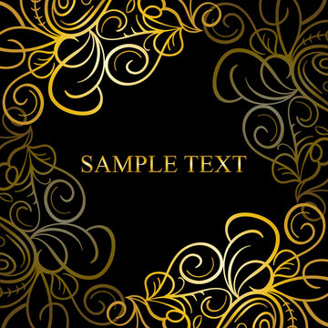 Abstract calligraphic retro luxury swirl corner frame with place for text. Can be used for page decoration, web design.