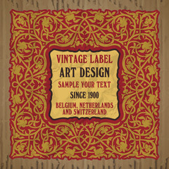 vector vintage items: label Art Nouveau