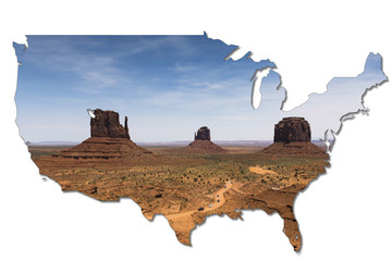 rocks in monument valley navajo tribal park, Arizona, USA in shape of the USA
