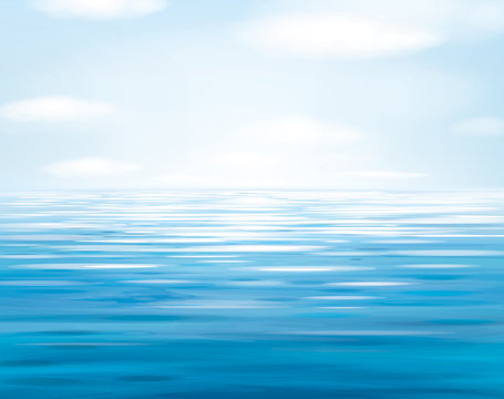 Vector blue sea  and sky  background.