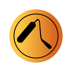 color circular emblem with paint roller vector illustration