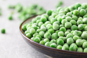 Vegetable food background, healthy vegetarian natural meal. Fresh frozen peas