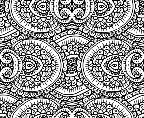 Black and white ethnic tribal abstract seamless background pattern in vector.