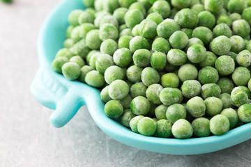 Vegetable food background, healthy vegetarian natural meal. Fresh frozen peas