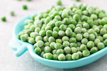 Vegetable food background, healthy vegetarian natural meal. Fresh frozen peas