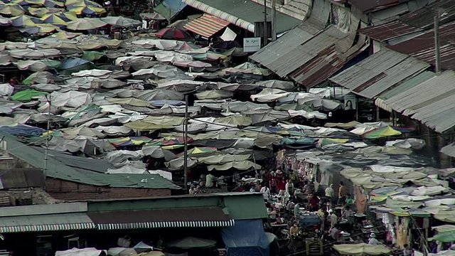 Street market in Cambodia. Selling insects as snack