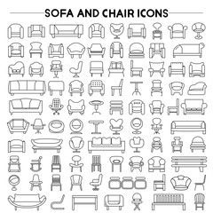 Fototapeta na wymiar sofa and chair icons