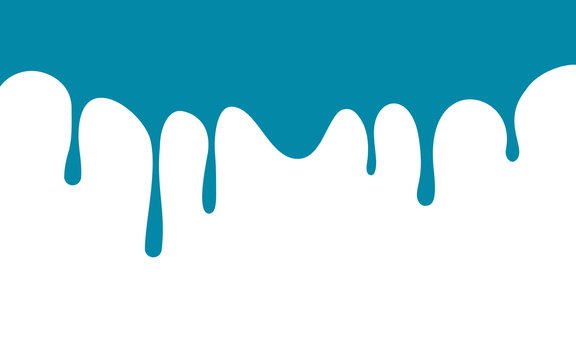 blue paint drips. turquoise ink flow down. white background. vector illustration