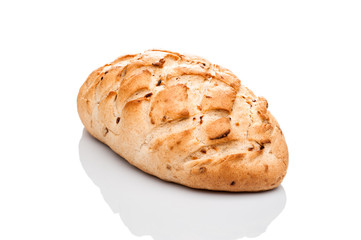 bread loaf on white background