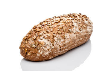 bread loaf on white background