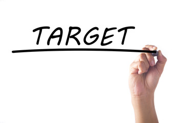 Hand writing TARGET on transparent board