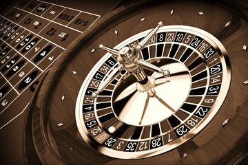 Classic Casino Roulette Table. 3d Rendering