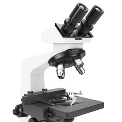 Modern Laboratory Microscope. 3d Rendering